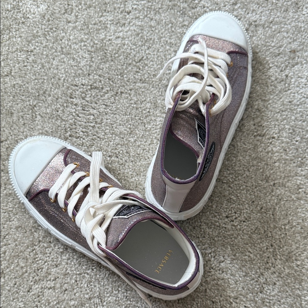 AUTHENTIC Versace Shimmering Purple High-Top Sneakers - Picture 4 of 6